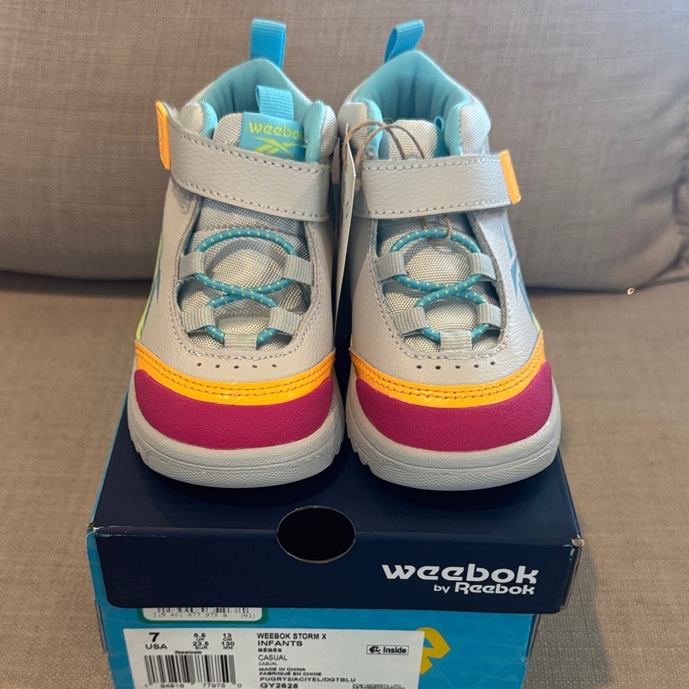 Reebok Kids Sneakers - Gray, Pink, and Yellow